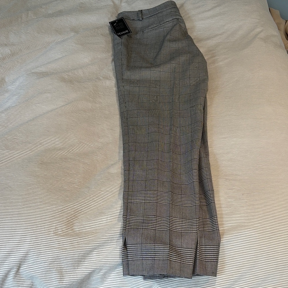 Femme Gray Plaid Trousers NWT